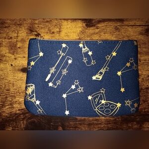 Blue Gold Starry Star Constellations Makeup Ipsy Pouch Zippered Bag